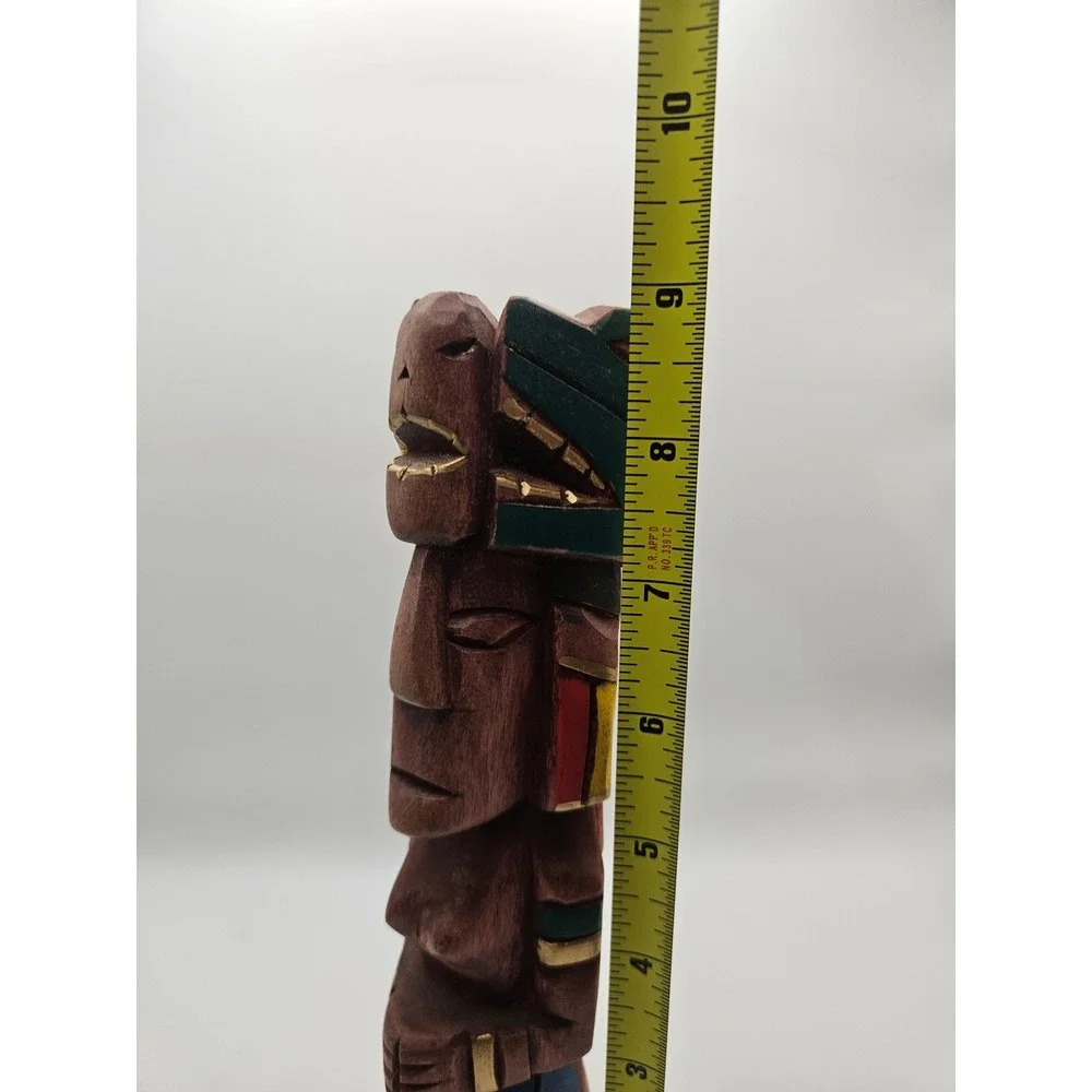 Vintage Handcarved Lightweight Wooden Folk Art Aztec/Mayan Style Totem 9